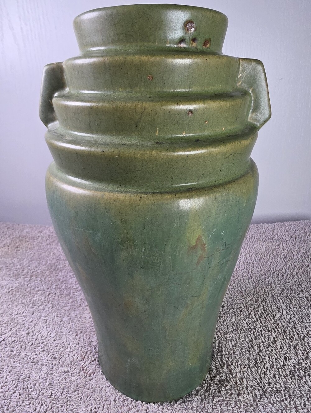 Green McCoy Art Pottery Brutalist Vase - Sculptural Ceramic Vase - Picture 2 of 14